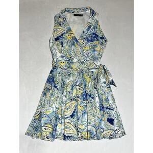 Lauren Ralph Lauren Fit & Flare Cotton Voile Dress 10 Paisley Shirtdress Preppy